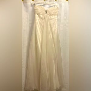 Size 8 ivory strapless floor length with train wedding dress